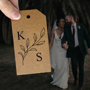 Carimbo Auto Entintado Logotipo Floral de Casamento Elegante Greenery Mon