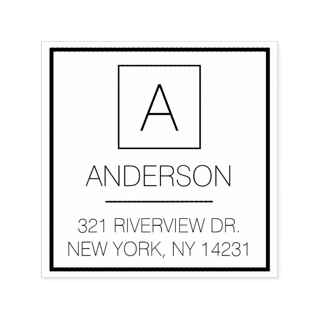 Carimbo Auto Entintado Logotipo moderno Nome simples do Monograma Endereç (Design)