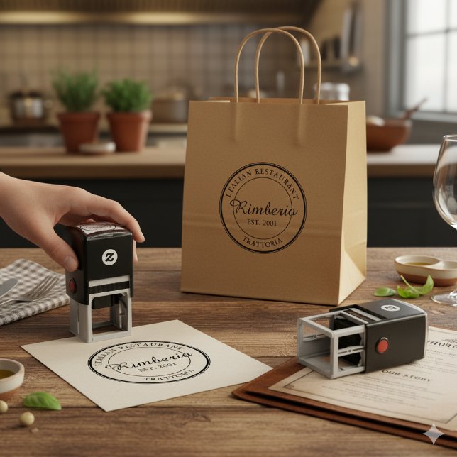 Carimbo Auto Entintado Logotipo profissional do círculo preto e branco (Criador carregado)