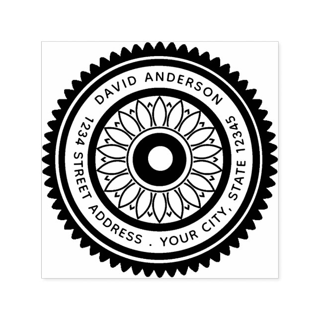 Carimbo Auto Entintado Logotipo redondo, Nome Endereço de devolução (Design)