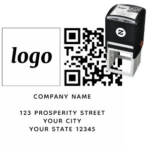 Carimbo Auto Entintado Logotipo simples QR Code Endereço de devolução da 