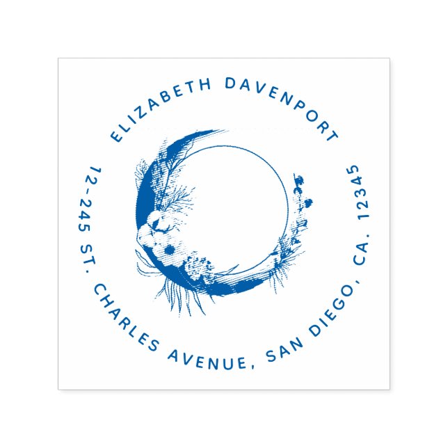 Carimbo Auto Entintado Lua Crescente com Morada das Flores (Design)