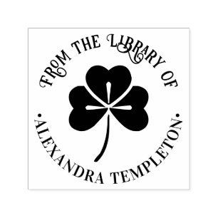 Carimbo Auto Entintado Lucky Shamrock #4 Nome do Livro da Biblioteca