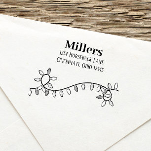 Carimbo Auto Entintado Luzes de cordas de férias brancas de Natal