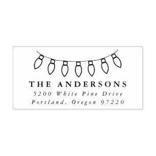 Carimbo Auto Entintado Luzes de Natal Festivas Endereço de Devolução