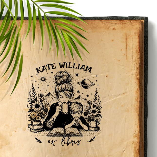 Carimbo Auto Entintado Mãe e filho com ex libris personalizado (Criador carregado)