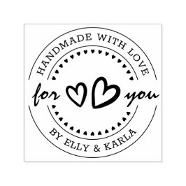 Carimbo Auto Entintado Manuscrito com Nome Personalizado e Corações de Am