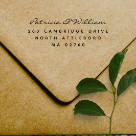 Carimbo Auto Entintado Manuscrito Moderno Endereço de Devolução de Dois N