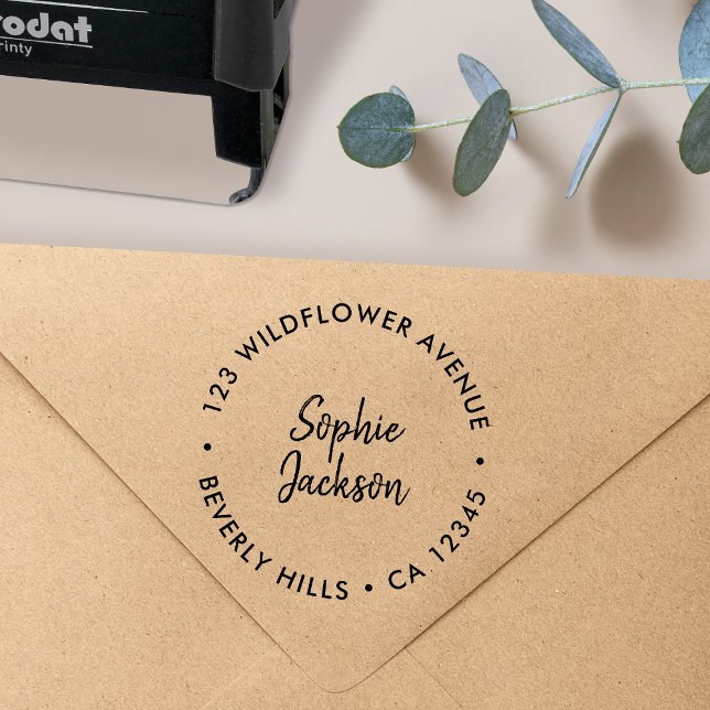 Carimbo Auto Entintado Manuscrito Moderno | Endereço de devolução simples (Criador carregado)