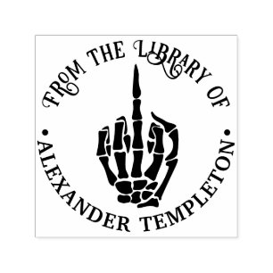 Carimbo Auto Entintado Mão de Esqueleto Grosseira Dedo do Meio Nome do Li