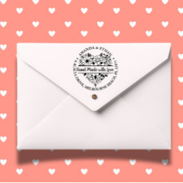 Carimbo Auto Entintado Mão feita com tema Coração Foral de Amor