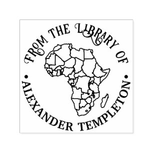 Carimbo Auto Entintado Mapa da África com Países “Da Biblioteca de” Nome