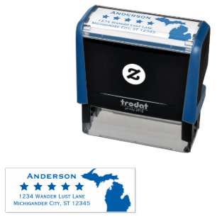 Carimbo Auto Entintado Mapa do Michigan Endereço de Devolução da Garland 