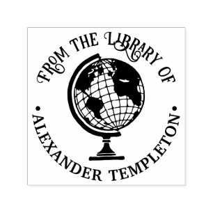 Carimbo Auto Entintado Mapa Mundial da Terra nº 2 do Livro da Biblioteca