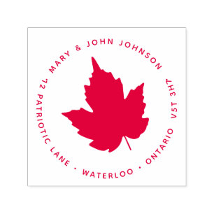 Carimbo Auto Entintado Maple Leaf Return Address Canada Circle Round