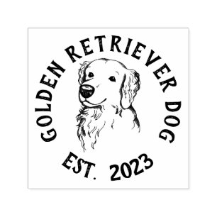 Carimbo Auto Entintado Marca de Cachorro Retriever Dourado
