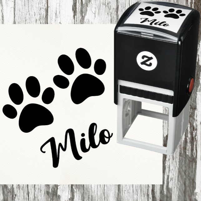 Carimbo Auto Entintado Marcas de Pata com Nome Personalizado (Criador carregado)