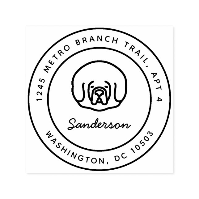 Carimbo Auto Entintado Mastiff Tibetano Retorna Endereço Autocolante Cari (Design)