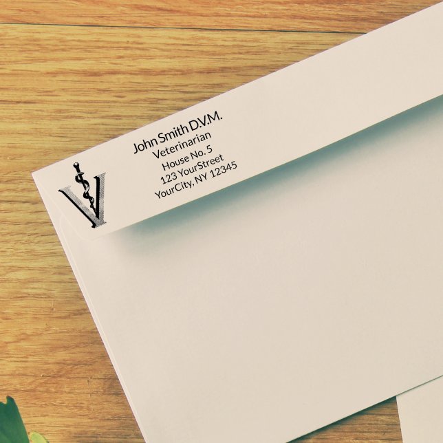 Carimbo Auto Entintado Medicamento Veterinário Elegante Asclepius Caduceu (Criador carregado)