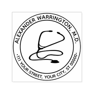 Carimbo Auto Entintado Médico Enfermeira Estetoscópio Nome Endereço