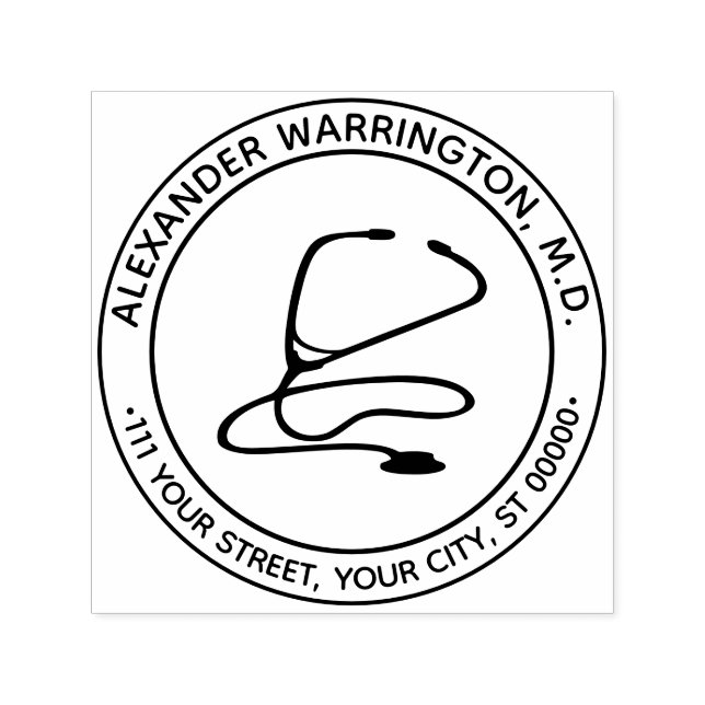 Carimbo Auto Entintado Médico Médico Enfermeiro Stethoscope Nome Endereço (Design)