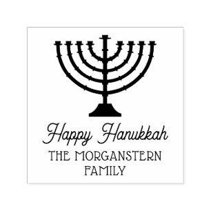 Carimbo Auto Entintado Menorá do Hanukkah Chanukah Nome da Família