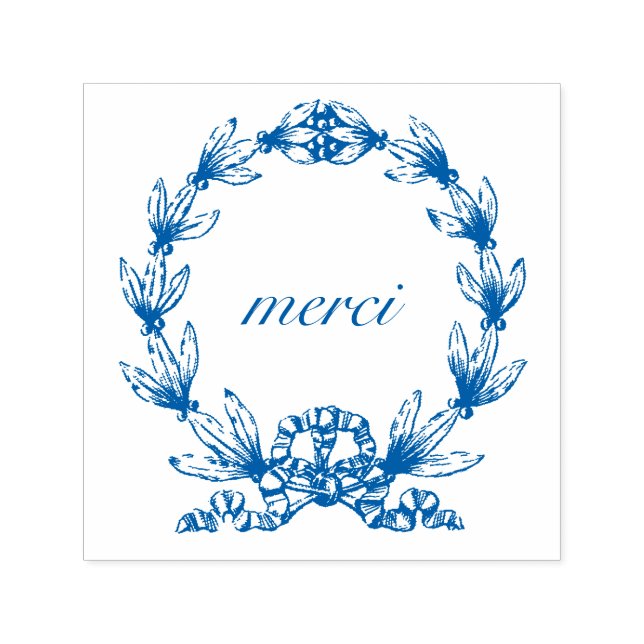 Carimbo Auto Entintado "merci" em Laurel Wreath, selo autopicante (Design)