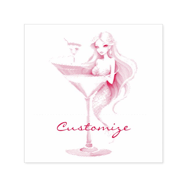 Carimbo Auto Entintado Mermaid Martini Girl Thunder_Cove (Design)