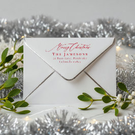 Carimbo Auto Entintado MERRISTMAS Red Family Name Endereço de devolução