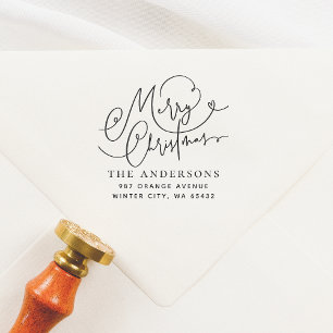 Carimbo Auto Entintado Merry Christmas Flourish Return Endereço