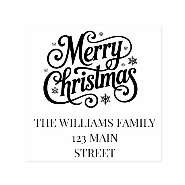 Carimbo Auto Entintado Merry Christmas simple script return address  (Design)