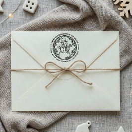 Carimbo Auto Entintado MERRY CHRISTMAS Snowman Family Name Endereço de de