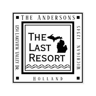 Carimbo Auto Entintado Michigan Map Lake House Return Address Square