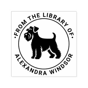 Carimbo Auto Entintado Mini Schnauzer Cachorro Em Pé Sil Biblioteca Nome