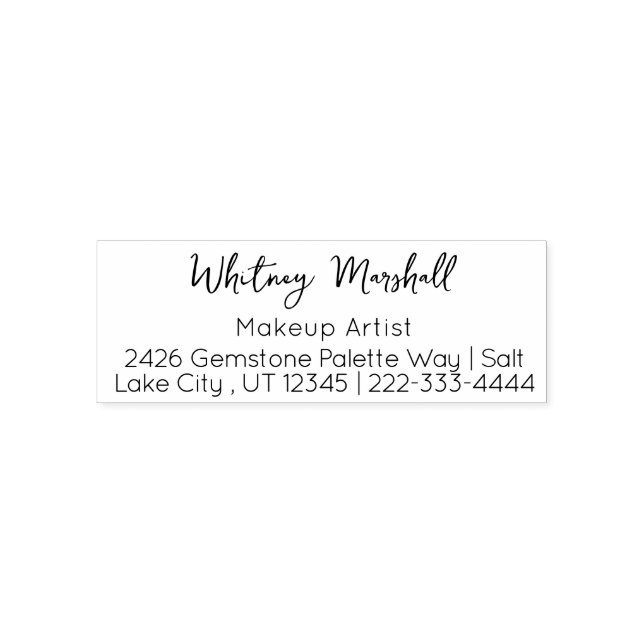 Carimbo Auto Entintado Minimal Script Makeup Studio Address (Design)