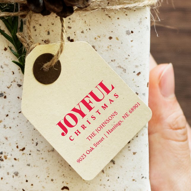 Carimbo Auto Entintado Minimalist Modern Joyful Christmas Family Address (Minimalist Modern Joyful Christmas Family Address Rubber self-inking stamp.)