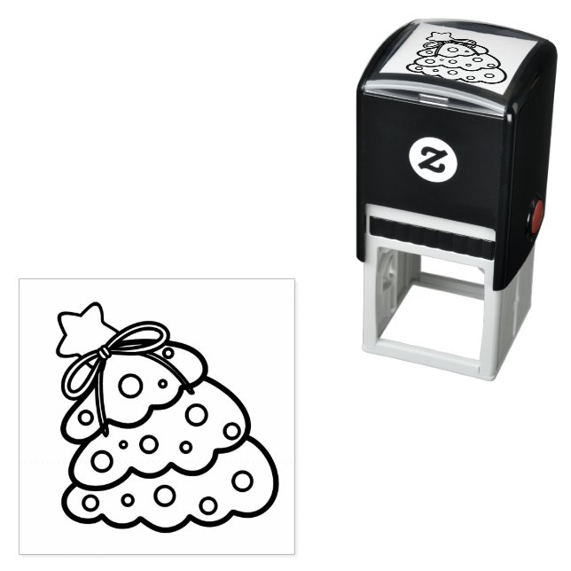 Carimbo Auto Entintado Minimalist Pine Christmas Tree Outline (In Situ)