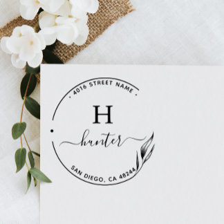 Carimbo Auto Entintado Mínimo do Monograma Elegante de Endereço de Retorn