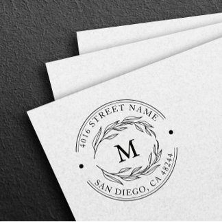 Carimbo Auto Entintado Mínimo do Monograma Elegante de Endereço de Retorn