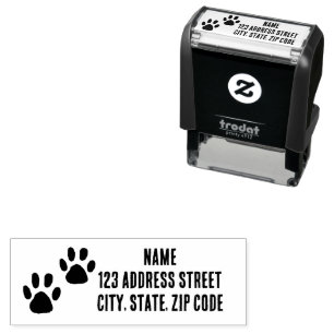 Carimbo Auto Entintado Modern Animal Paw Imprime o Nome Endereço de Corre