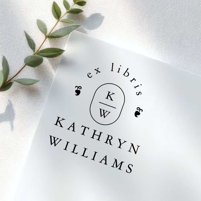 Carimbo Auto Entintado Modern Fleuron Monogram Ex Libris Bookplate Book (Criador carregado)