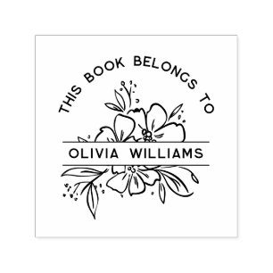 Carimbo Auto Entintado Modern Floral Este Livro Pertence Ao Nome Personal