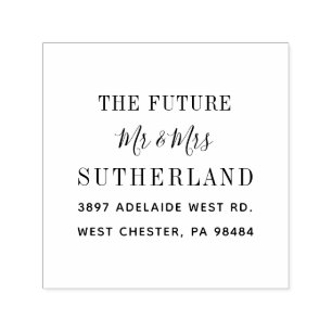 Carimbo Auto Entintado Modern Future Sr. e Sra. Script Return Endereço