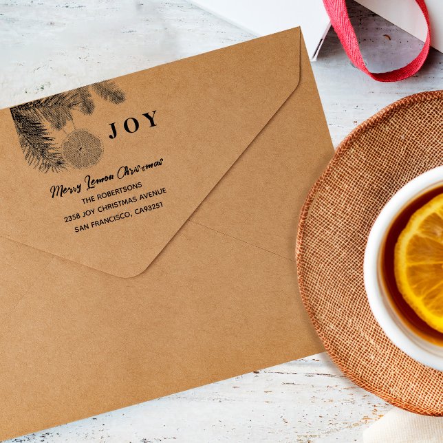 Carimbo Auto Entintado Modern Lemon Orange Feliz Alegria de Natal (Criador carregado)