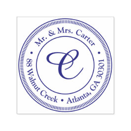 Carimbo Auto Entintado Modern Minimalist Monogram Family Name Rubber