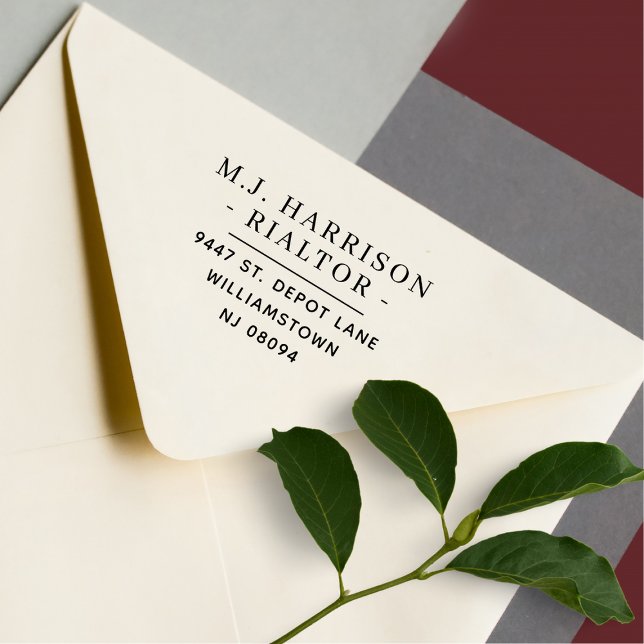 Carimbo Auto Entintado Modern Professional Name Job Return Address (Criador carregado)