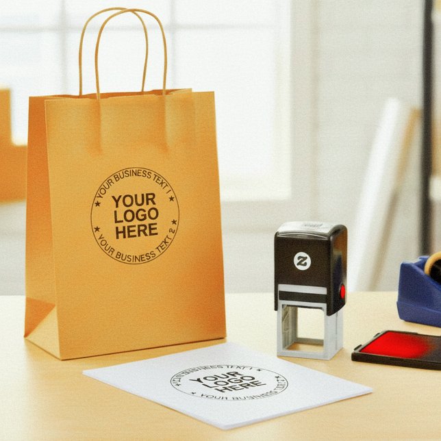 Carimbo Auto Entintado Modern Round Logo Stamp. Custom Business Text Seal (self inking custom rubber stamp with logo stamp)