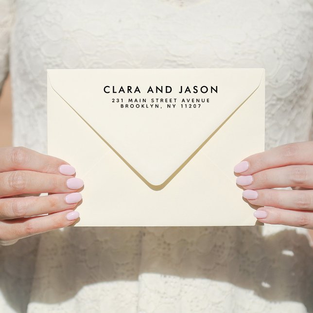 Carimbo Auto Entintado Modern Wedding Salvar Endereço de Devolução da Fam (Criador carregado)