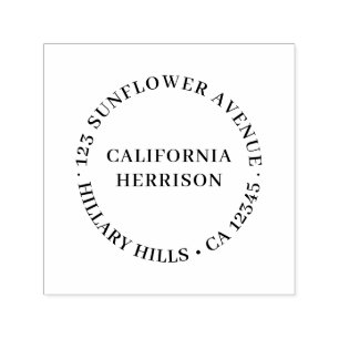 Carimbo Auto Entintado Moderno Minimalista   Endereço de Retorno Redondo 