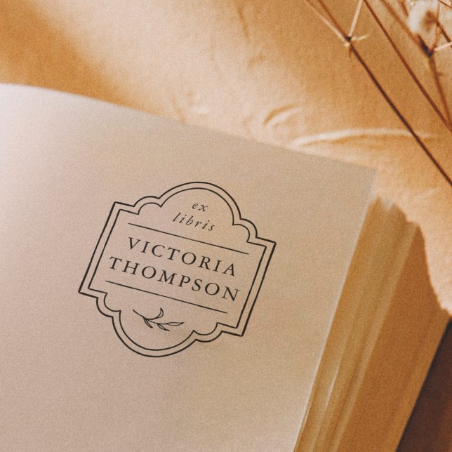 Carimbo Auto Entintado Moldura Delicada Ex Libris Elegante Marca de Livro (Rubber Stamp Mock-up)